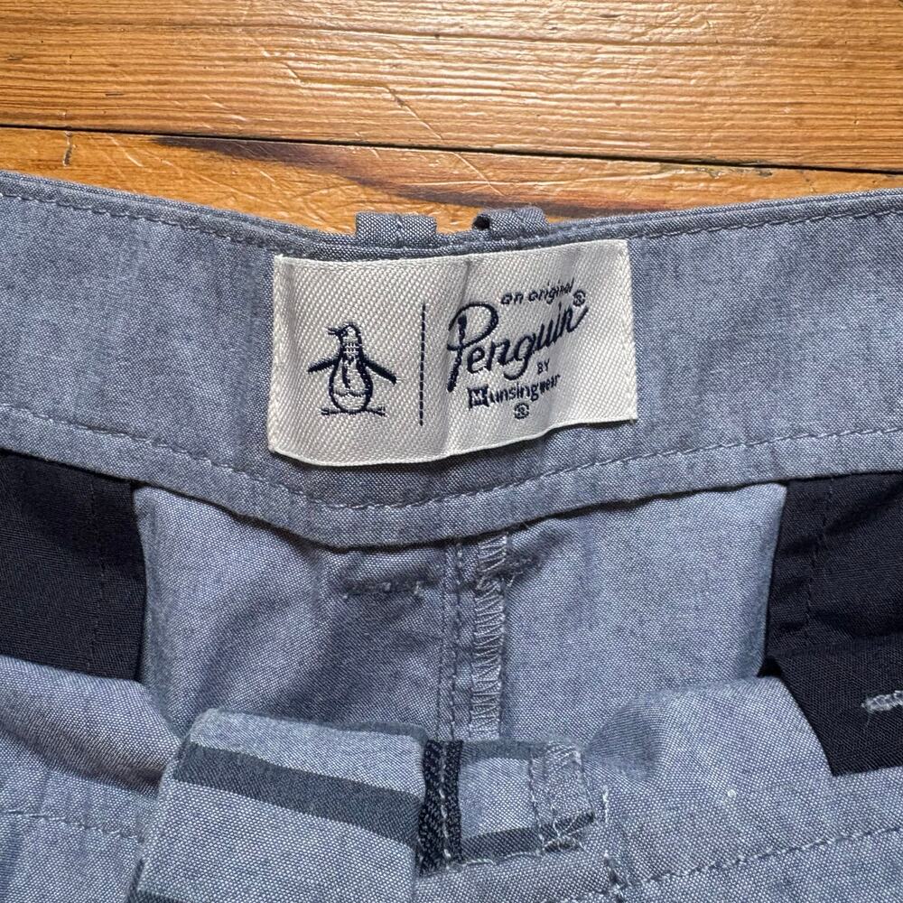 NWT Penguin blue striped chino mens shorts‎ SIZE 36 - Picture 3 of 5